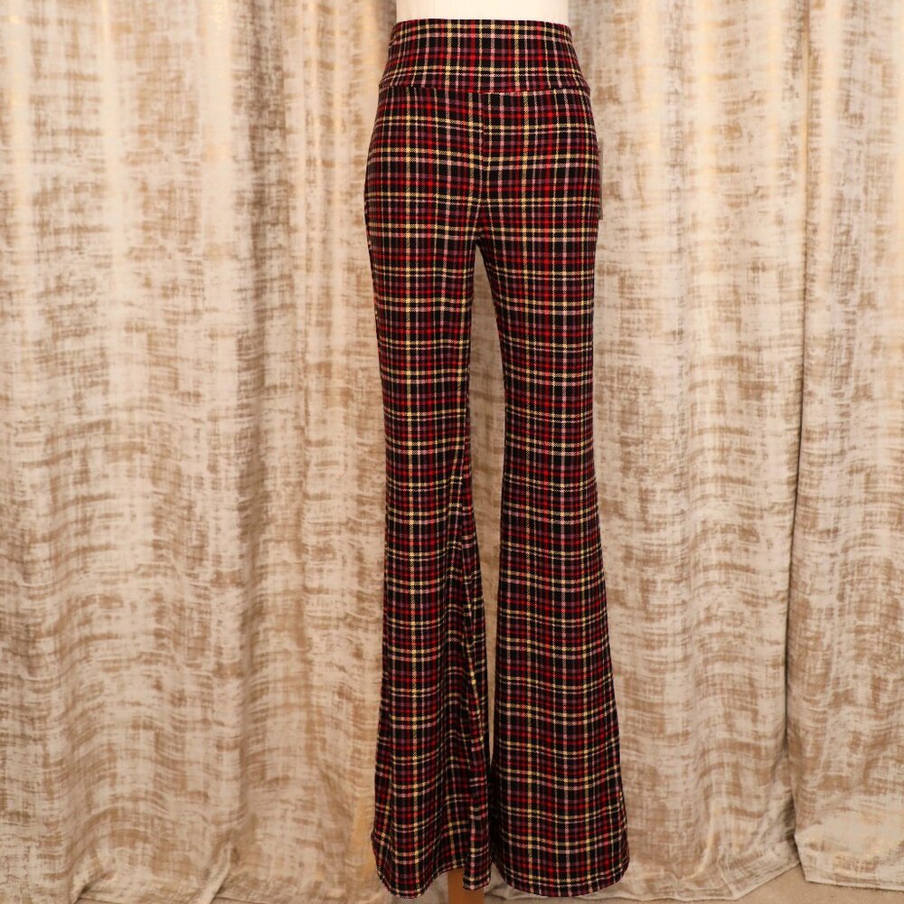 No Boundaries Black Red and Yellow Flared Yoga Pants Size M (NWT)